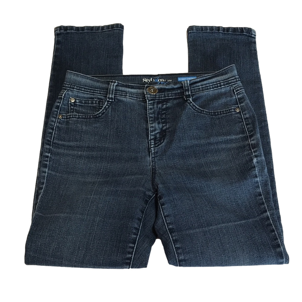 STYLE & CO. PETITE—TUMMY CONTROL—Women’s Blue Denim Jeans—Dark Stonewashed—Sz 4P - Picture 11 of 16